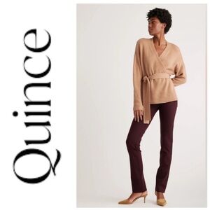 Quince Ultra Stretch Ponte straight leg pants in burgundy